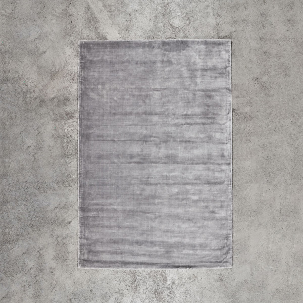 Teppich Rosieba Deko Teppich handgewebt Länge 230 cm Breite 160 cm in Silver Grey aus Baumwolle und Viskose Niederflorteppich