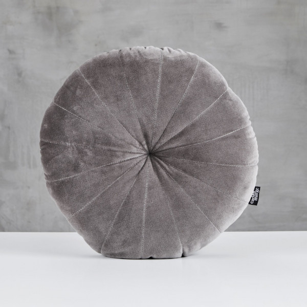 Dekokissen Mimmja Kissen Rosetten Style Bezug aus Samt 100 % Baumwolle in Taupe Durchmesser 43 cm 
