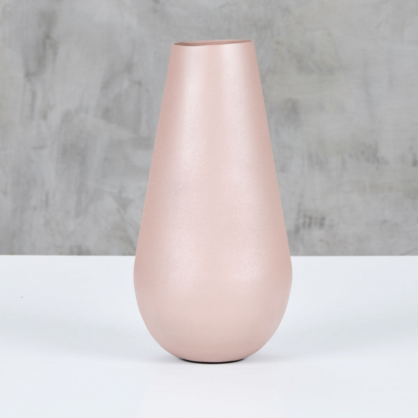 Vase Linanja im minimalistischen Stil Material Eisen pulverbeschichtet Farbe Mahagony Rose matt Höhe 30 cm Durchmesser 15 cm 
