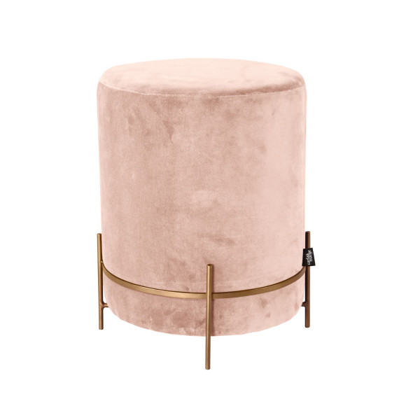 Pouf Design-Sitzhocker Glaralia mit Samt-Bezug aus 100% Baumwolle in Mahagony Rose Eisengestell goldfarben pulverbeschichtet 